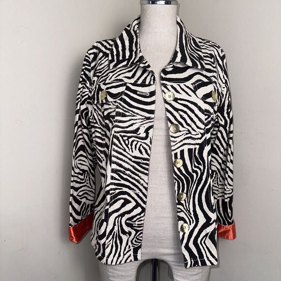 Berek Women's Zebra Print Design Lightweight Jacket Size Large - Picture 11 of 11